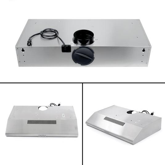 Cosmo 5MU30 30 in. Under Cabinet Range Hood with Ducted / Ductless Convertible Duct, Slim Kitchen Stove Vent with, 3 Speed Exhaust Fan, Reusable Filter and LED Lights in Stainless Steel