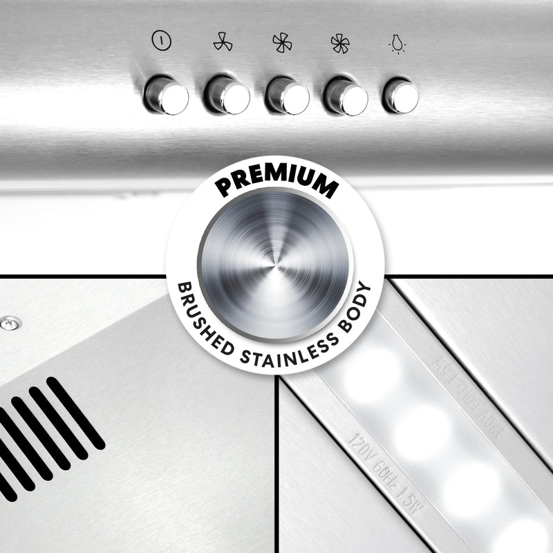 Load image into Gallery viewer, Cosmo 5MU30 30 in. Under Cabinet Range Hood with Ducted / Ductless Convertible Duct, Slim Kitchen Stove Vent with, 3 Speed Exhaust Fan, Reusable Filter and LED Lights in Stainless Steel
