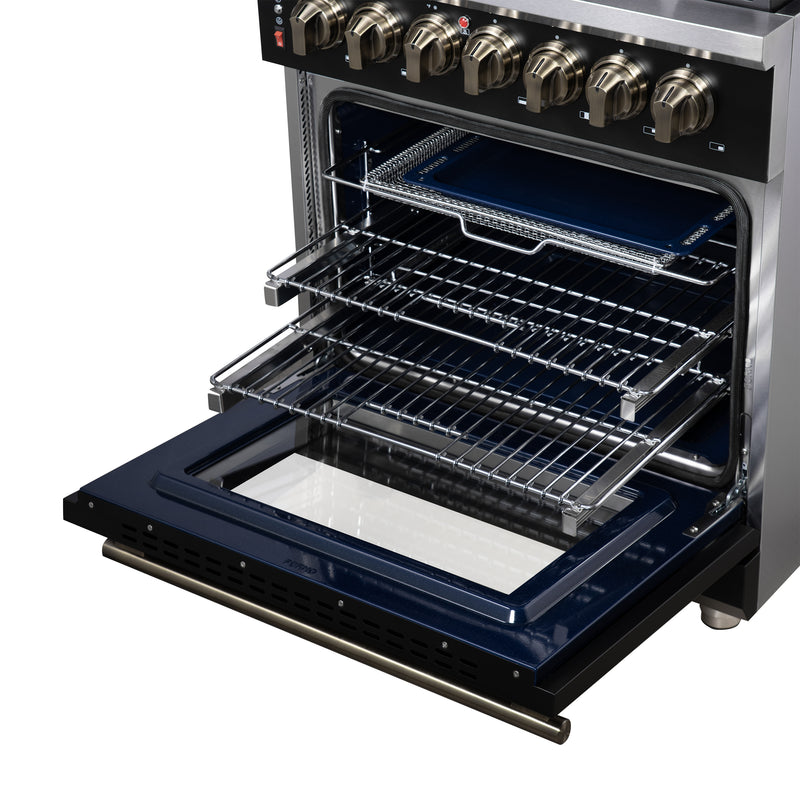 Load image into Gallery viewer, Forno Massimo 30-Inch, Black Freestanding Dual Fuel Range with 4 Burners - FFSGS6125-30BLK