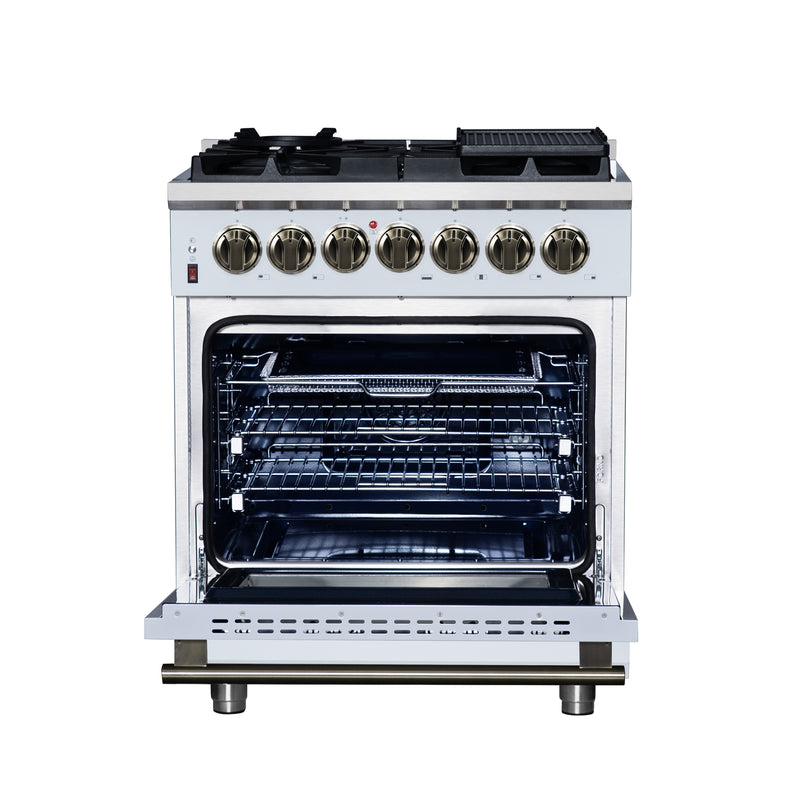 Load image into Gallery viewer, Forno Massimo 30-Inch, White Freestanding Dual Fuel Range with 4 burners - FFSGS6125-30WHT