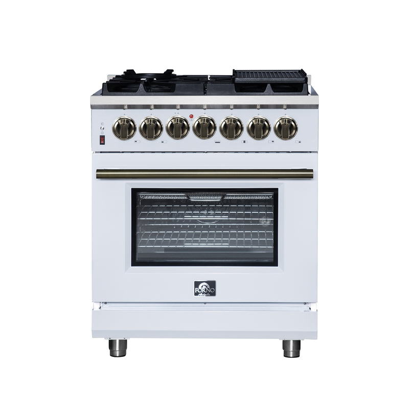 Load image into Gallery viewer, Forno Massimo 30-Inch, White Freestanding Dual Fuel Range with 4 burners - FFSGS6125-30WHT