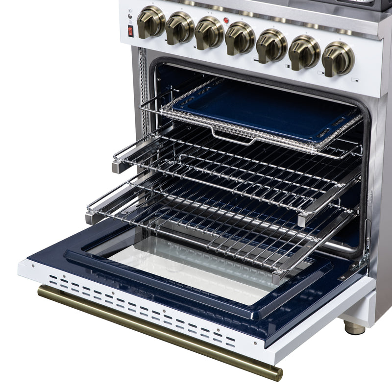 Load image into Gallery viewer, Forno Massimo 30-Inch, White Freestanding Dual Fuel Range with 4 burners - FFSGS6125-30WHT