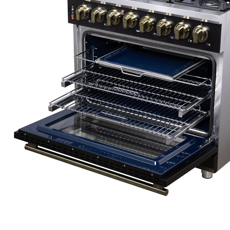 Load image into Gallery viewer, Forno Massimo 36 Inch, Black Freestanding Dual Fuel Range with 6 burners - FFSGS6125-36BLK