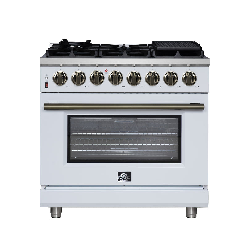Load image into Gallery viewer, Forno Massimo 36 Inch, White Freestanding Dual Fuel Range with 6 Burners - FFSGS6125-36WHT
