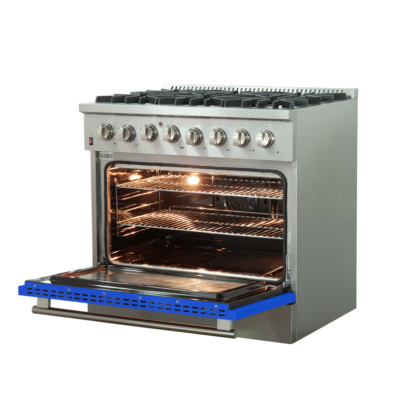 Load image into Gallery viewer, Forno Galiano 36-Inch, Blue Freestanding Dual Fuel Range with 6 Burners - FFSGS6156-36BLU