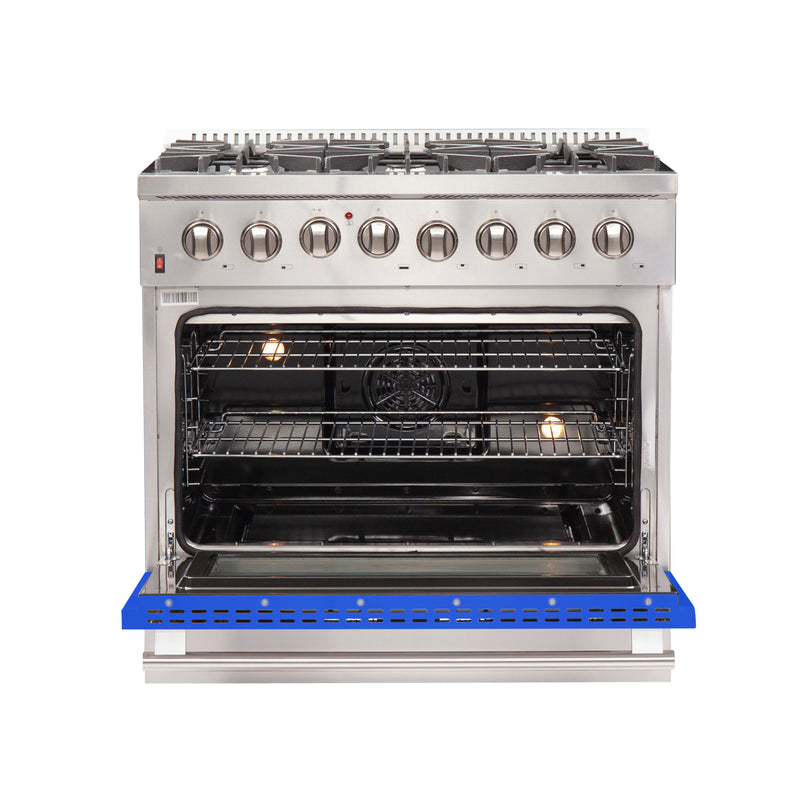 Load image into Gallery viewer, Forno Galiano 36-Inch, Blue Freestanding Dual Fuel Range with 6 Burners - FFSGS6156-36BLU