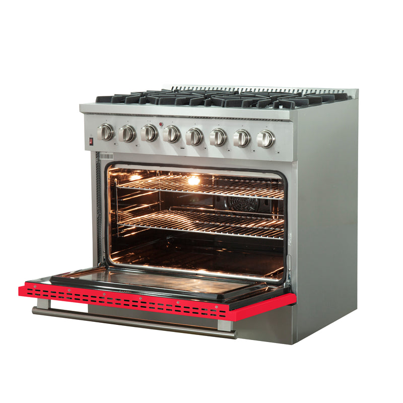 Load image into Gallery viewer, Forno Galiano 36-Inch, Red Freestanding Dual Fuel Range with 6 Burners - FFSGS6156-36RED