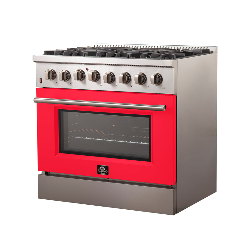 Load image into Gallery viewer, Forno Galiano 36-Inch, Red Freestanding Dual Fuel Range with 6 Burners - FFSGS6156-36RED