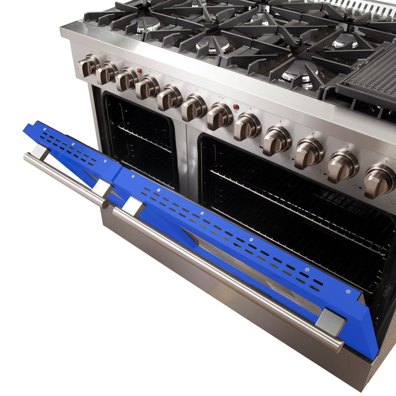 Load image into Gallery viewer, Forno Galiano 48-Inch, Blue Freestanding Dual Fuel Range with 8 Burners and Double Ovens - FFSGS6156-48BLU