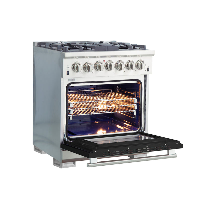 Load image into Gallery viewer, Forno Capriasca 30-Inch, Black Freestanding Dual Fuel Range with 4 Burners - FFSGS6187-30BLK