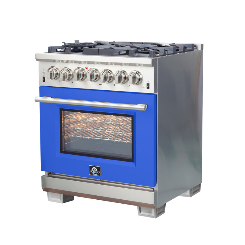 Load image into Gallery viewer, Forno Capriasca 30-Inch, Blue Freestanding Dual Fuel Range with 4 Burners - FFSGS6187-30BLU