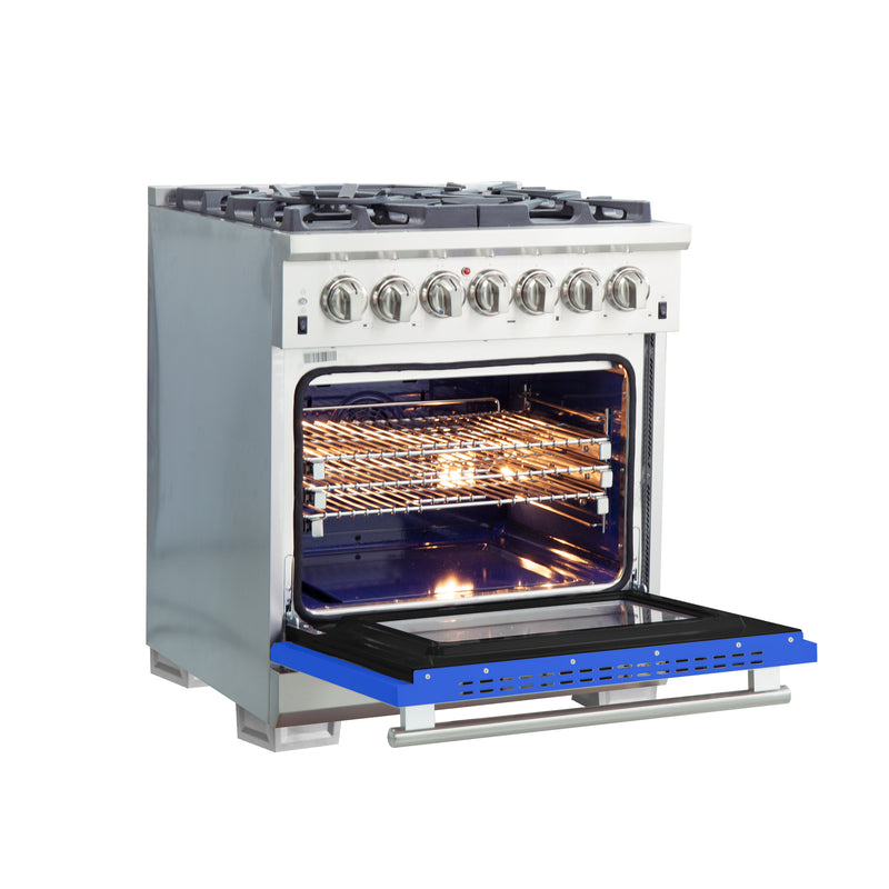 Load image into Gallery viewer, Forno Capriasca 30-Inch, Blue Freestanding Dual Fuel Range with 4 Burners - FFSGS6187-30BLU