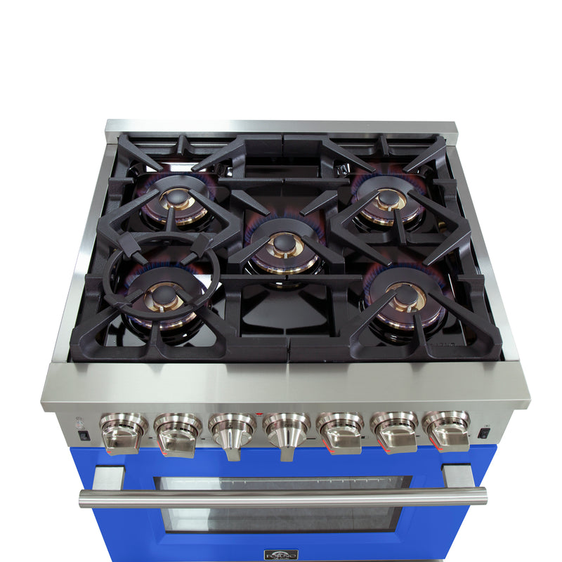 Load image into Gallery viewer, Forno Capriasca 30-Inch, Blue Freestanding Dual Fuel Range with 4 Burners - FFSGS6187-30BLU