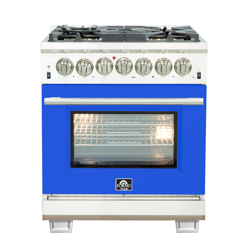 Load image into Gallery viewer, Forno Capriasca 30-Inch Freestanding Dual Fuel Range, 4 Burners, True Convection Oven, Blue Door