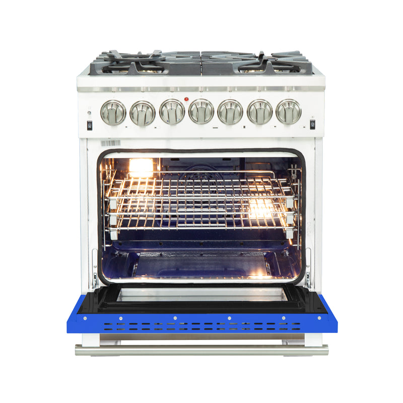 Load image into Gallery viewer, Forno Capriasca 30-Inch, Blue Freestanding Dual Fuel Range with 4 Burners - FFSGS6187-30BLU