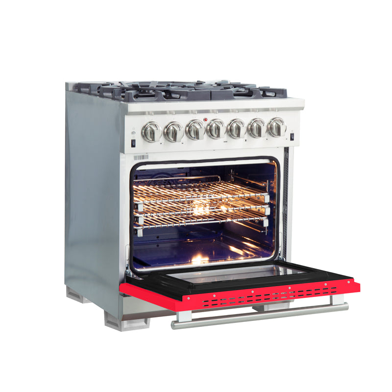 Load image into Gallery viewer, Forno Capriasca 30-Inch, Red Freestanding Dual Fuel Range with 4 Burners - FFSGS6187-30RED