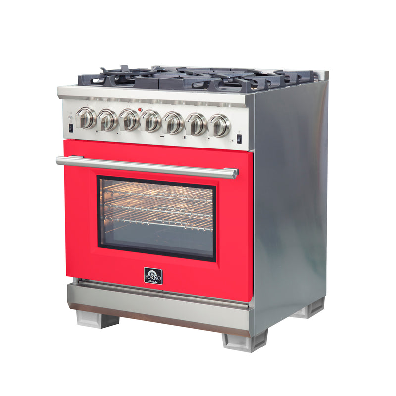 Load image into Gallery viewer, Forno Capriasca 30-Inch, Red Freestanding Dual Fuel Range with 4 Burners - FFSGS6187-30RED