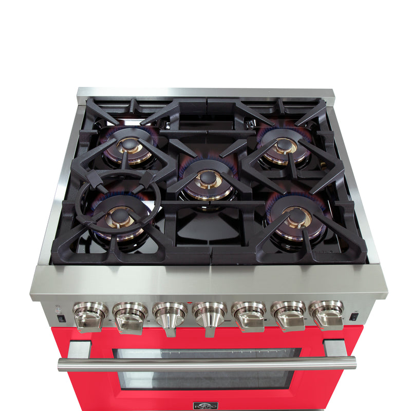 Load image into Gallery viewer, Forno Capriasca 30-Inch, Red Freestanding Dual Fuel Range with 4 Burners - FFSGS6187-30RED