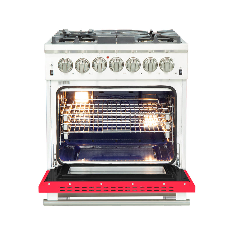 Load image into Gallery viewer, Forno Capriasca 30-Inch, Red Freestanding Dual Fuel Range with 4 Burners - FFSGS6187-30RED