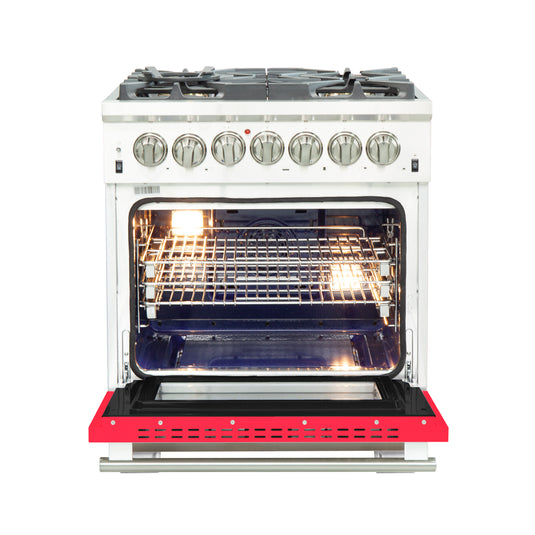 Forno Capriasca 30-Inch Freestanding Dual Fuel Range, 4 Burners, True Convection Oven