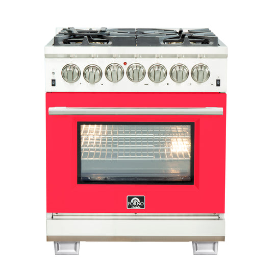 Forno Capriasca 30-Inch Freestanding Dual Fuel Range, 4 Burners, True Convection Oven