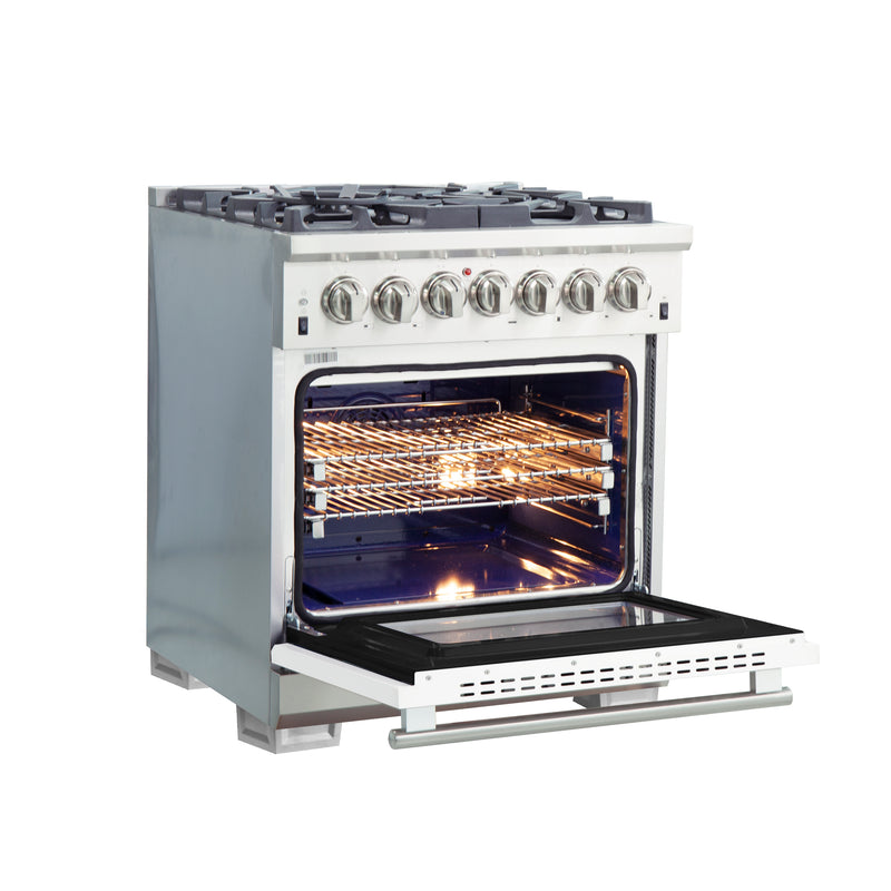 Load image into Gallery viewer, Forno Capriasca 30-Inch, White Freestanding Dual Fuel Range with 4 Burners - FFSGS6187-30WHT