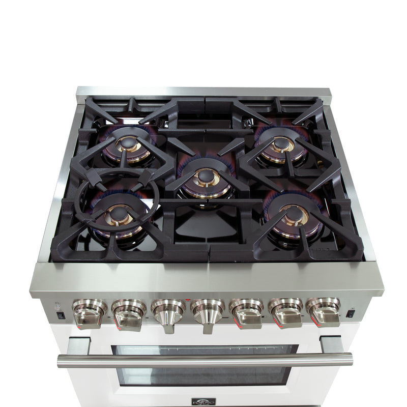 Load image into Gallery viewer, Forno Capriasca 30-Inch, White Freestanding Dual Fuel Range with 4 Burners - FFSGS6187-30WHT