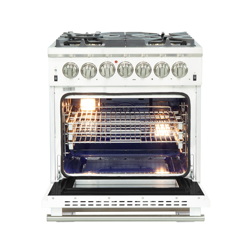 Load image into Gallery viewer, Forno Capriasca 30-Inch, White Freestanding Dual Fuel Range with 4 Burners - FFSGS6187-30WHT