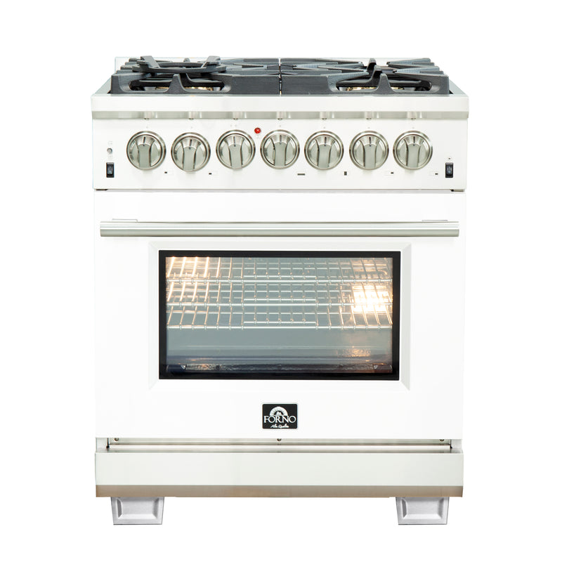 Load image into Gallery viewer, Forno Capriasca 30-Inch Freestanding Dual Fuel Range, 4 Burners, True Convection Oven, White Door