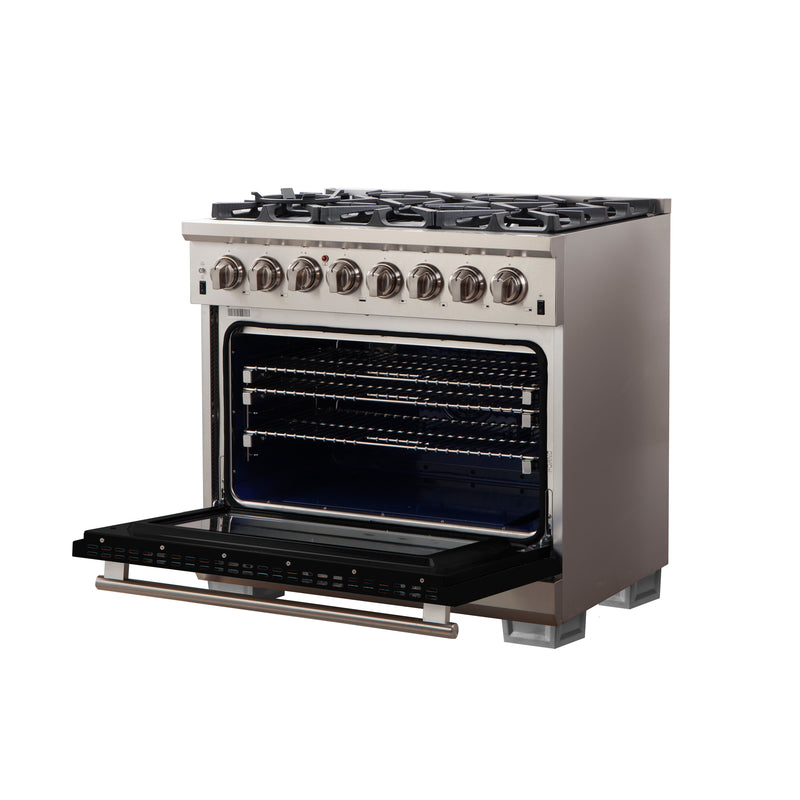 Load image into Gallery viewer, Forno Capriasca 36-Inch, Black Freestanding Dual Fuel Range with 6 Burners - FFSGS6187-36BLK