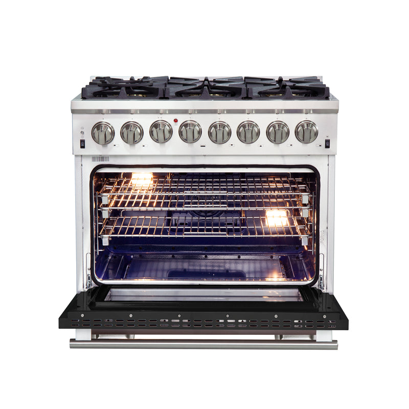 Load image into Gallery viewer, Forno Capriasca 36-Inch, Black Freestanding Dual Fuel Range with 6 Burners - FFSGS6187-36BLK