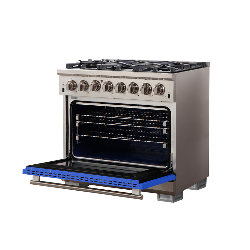 Load image into Gallery viewer, Forno Capriasca 36-Inch, Blue Freestanding Dual Fuel Range with 6 Burners - FFSGS6187-36BLU
