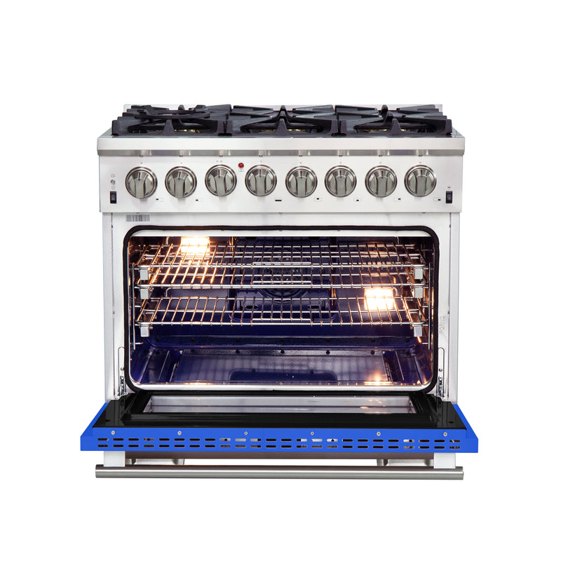 Load image into Gallery viewer, Forno Capriasca 36-Inch, Blue Freestanding Dual Fuel Range with 6 Burners - FFSGS6187-36BLU