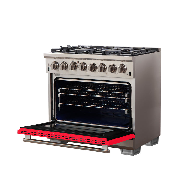 Load image into Gallery viewer, Forno Capriasca 36-Inch, Red Freestanding Dual Fuel Range with 6 Burners - FFSGS6187-36RED