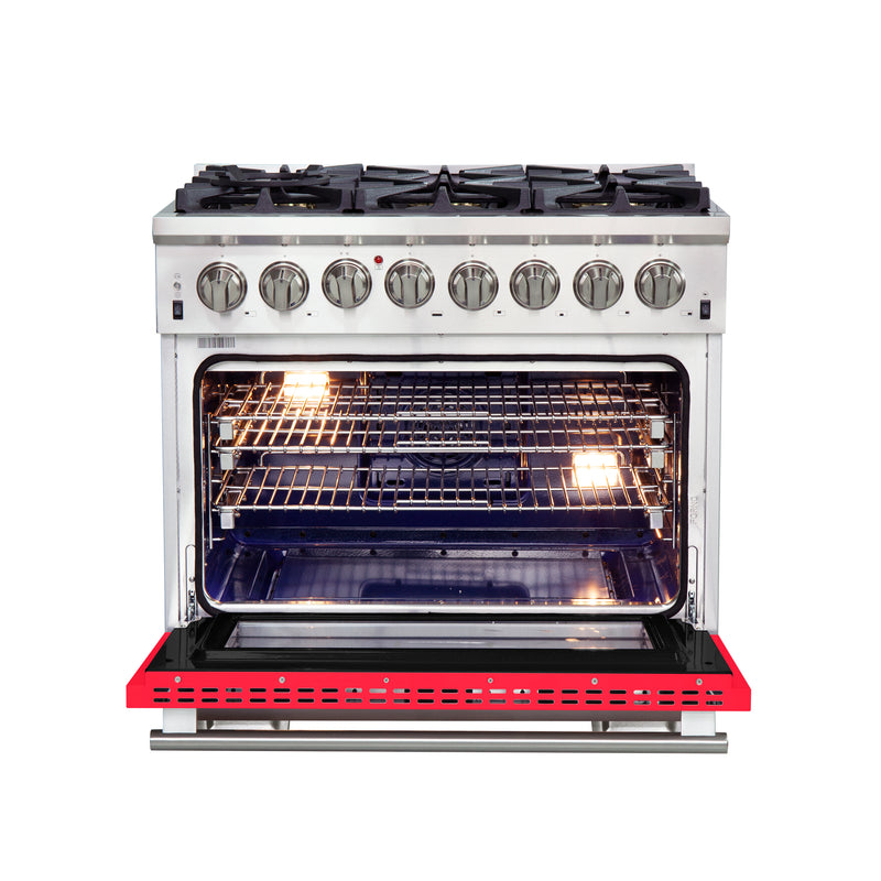 Load image into Gallery viewer, Forno Capriasca 36-Inch, Red Freestanding Dual Fuel Range with 6 Burners - FFSGS6187-36RED