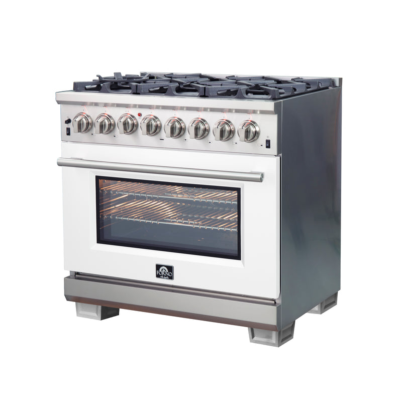 Load image into Gallery viewer, Forno Capriasca 36-Inch, White Freestanding Dual Fuel Range with 6 Burners - FFSGS6187-36WHT