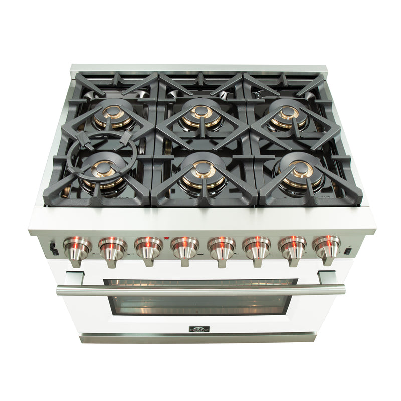 Load image into Gallery viewer, Forno Capriasca 36-Inch, White Freestanding Dual Fuel Range with 6 Burners - FFSGS6187-36WHT