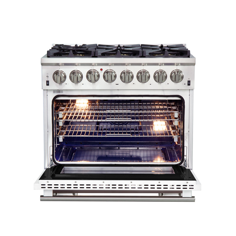 Load image into Gallery viewer, Forno Capriasca 36-Inch, White Freestanding Dual Fuel Range with 6 Burners - FFSGS6187-36WHT