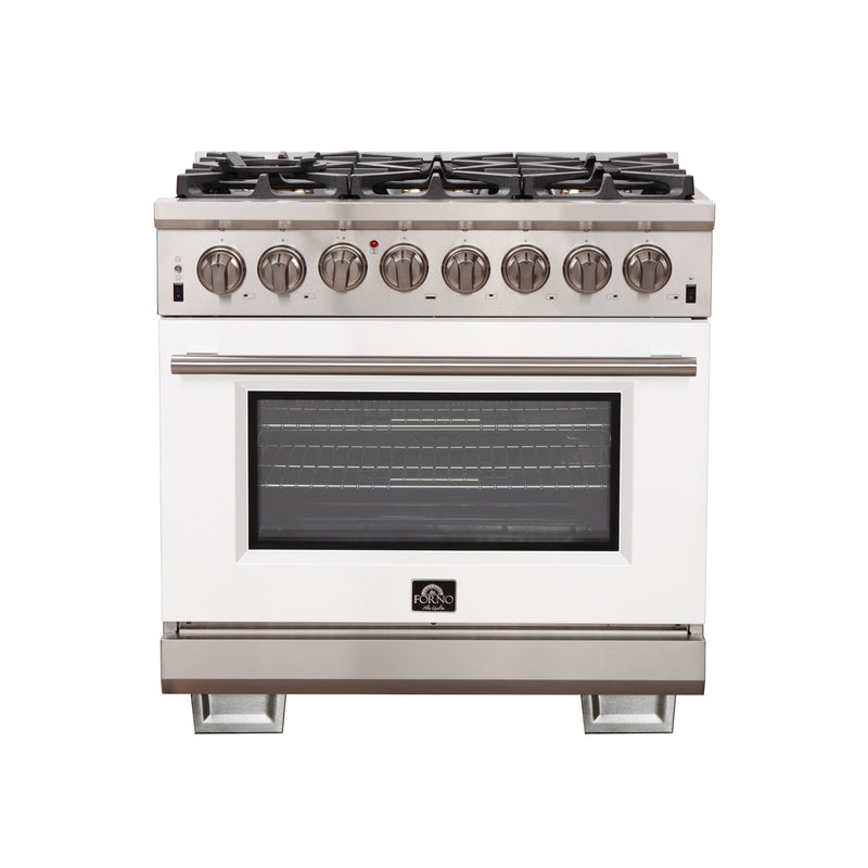 Load image into Gallery viewer, Forno Capriasca 36-Inch, White Freestanding Dual Fuel Range with 6 Burners - FFSGS6187-36WHT