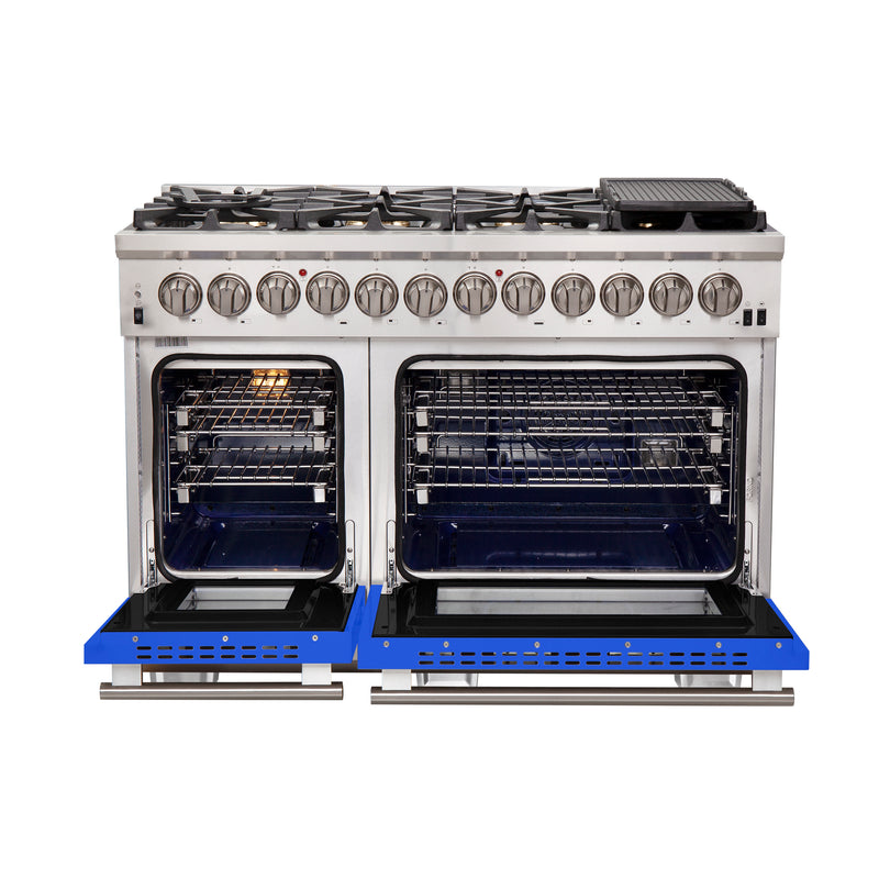 Load image into Gallery viewer, Forno Capriasca 48-Inch, Blue Freestanding Dual Fuel Range with 8 Burners - FFSGS6187-48BLU
