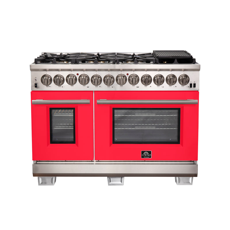 Load image into Gallery viewer, Forno Capriasca 48-Inch, Red Freestanding Dual Fuel Range with 8 Burners - FFSGS6187-48RED