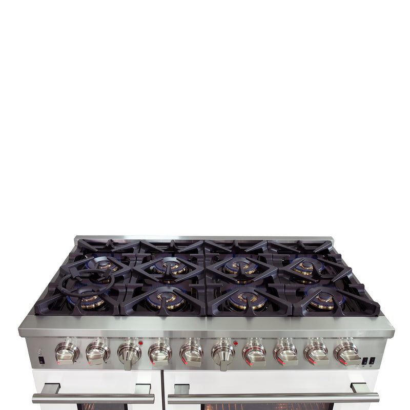 Load image into Gallery viewer, Forno Capriasca 48-Inch, White Freestanding Dual Fuel Range with 8 Burners - FFSGS6187-48WHT