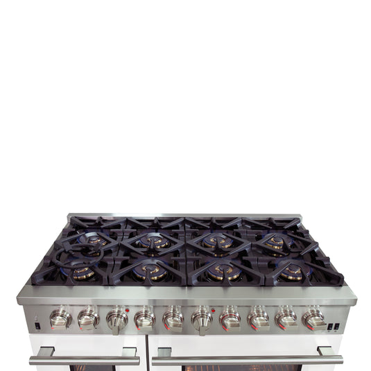 Forno Capriasca 48-Inch Freestanding Dual Fuel Range, 8 Burners, True Convection Oven