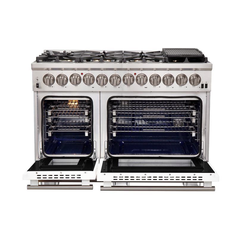 Load image into Gallery viewer, Forno Capriasca 48-Inch, White Freestanding Dual Fuel Range with 8 Burners - FFSGS6187-48WHT