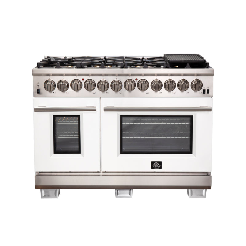Load image into Gallery viewer, Forno Capriasca 48-Inch, White Freestanding Dual Fuel Range with 8 Burners - FFSGS6187-48WHT