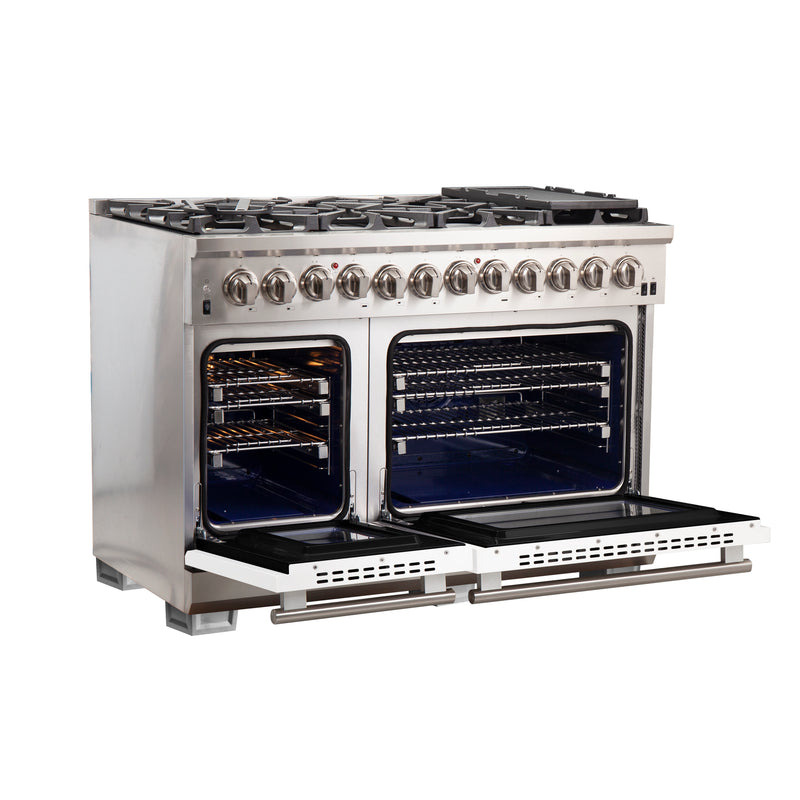 Load image into Gallery viewer, Forno Capriasca 48-Inch, White Freestanding Dual Fuel Range with 8 Burners - FFSGS6187-48WHT