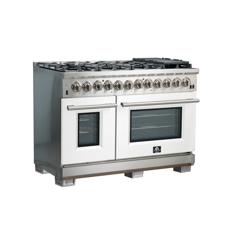 Load image into Gallery viewer, Forno Capriasca 48-Inch, White Freestanding Dual Fuel Range with 8 Burners - FFSGS6187-48WHT