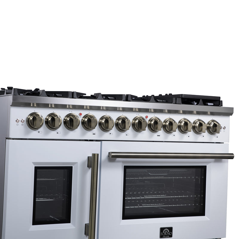 Load image into Gallery viewer, Forno Capriasca 48 Inch, White Freestanding French Door Dual Fuel Range with 8 Burners - FFSGS6387-48WHT