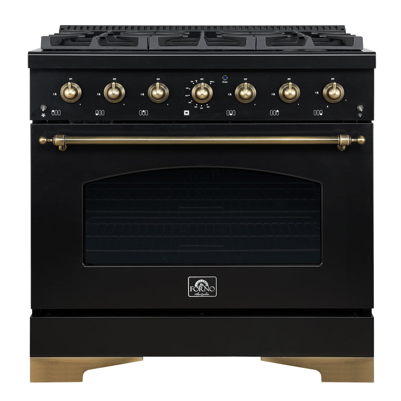 Load image into Gallery viewer, Forno Antico 36-inch, Black Dual Fuel Range with 6 Burners - FFSGS6113-36BLK