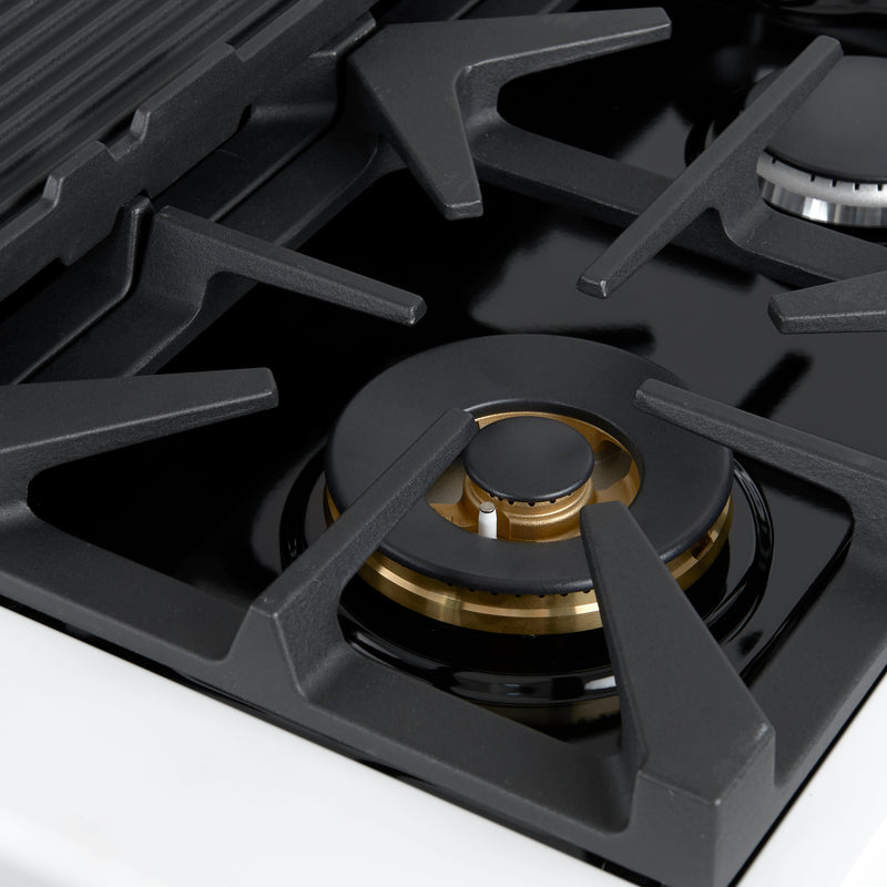 Load image into Gallery viewer, Forno Antico 48-Inch Dual Fuel Range, White with Antique Brass Finish, 8 Burners, 94,000 BTU, 5.5 cu.ft. Double Ovens & Griddle